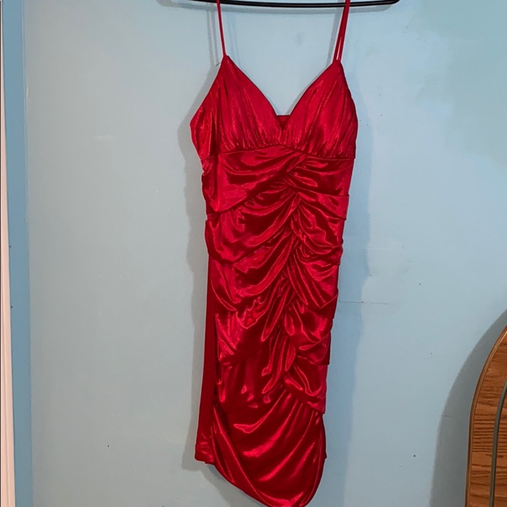Red Scrunched Dress